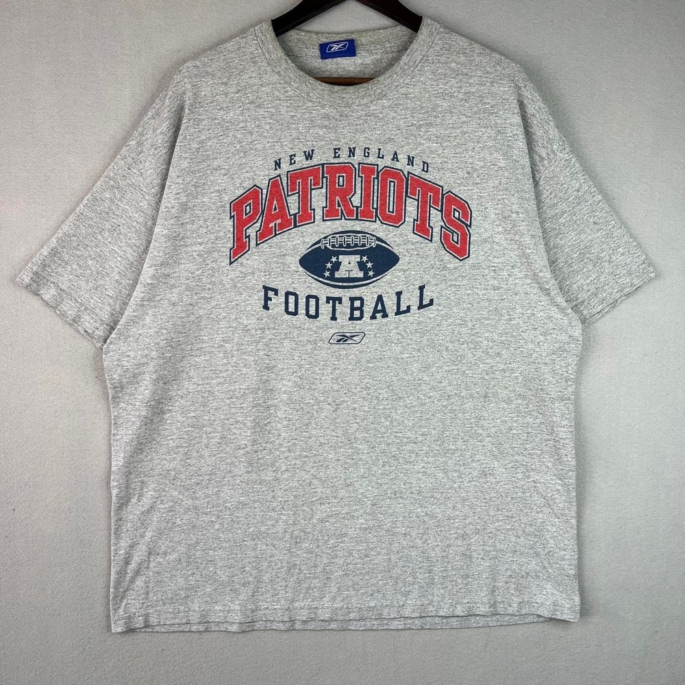 New England Patriots NFL Football Gray Reebok Tee Shirt
